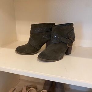 Calvin Klein Olive Ankle Booties with Studded Straps